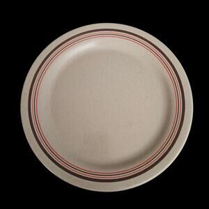Prolon Melamine Dinner Plates Beige Brown Stripe Set of 4 Vintage